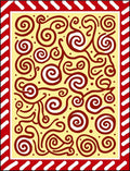 Red Swirl Cream Abstract Border Rug
