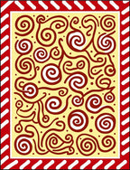 Red Swirl Cream Abstract Border Rug