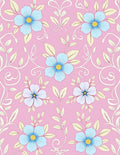 Pastel Pink Light Blue Floral Vines Rug