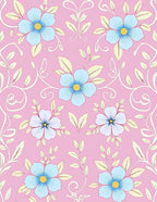Pastel Pink Light Blue Floral Vines Rug