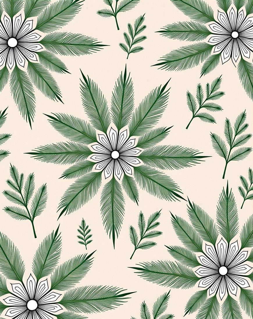 Elegant Green Leaf Medallion Bloom Rug