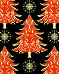 Festive Red And Gold Pine Tree Snowflakes Rug