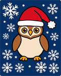 Christmas Owl with Snowflakes on Navy Rug