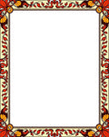 Crimson Amber Floral Border Rug