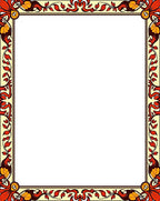 Crimson Amber Floral Border Rug