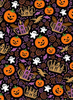Spooky Orange Halloween Pumpkin Ghosts Rug