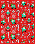Jolly Elf Candy Cane Holiday Red Rug