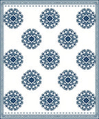 Deep Blue Floral Medallion Border Rug