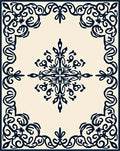 Ornate Navy Scrollwork Center Medallion Rug