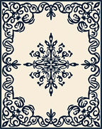 Ornate Navy Scrollwork Center Medallion Rug