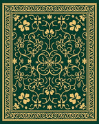 Emerald Gold Floral Medallion Rug