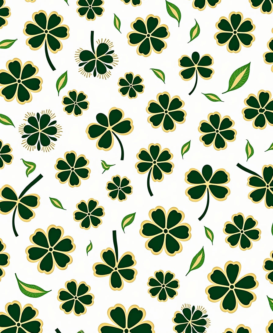 Lucky Clover Leaves Gold Accented Rug