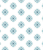 Blue Snowflake Repeat On White Rug