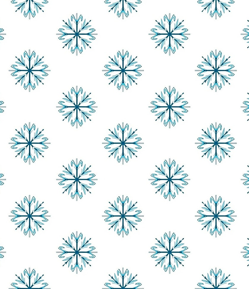 Blue Snowflake Repeat On White Rug