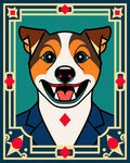 Bold Canine Portrait Geometric Frame Rug