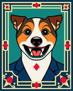Bold Canine Portrait Geometric Frame Rug