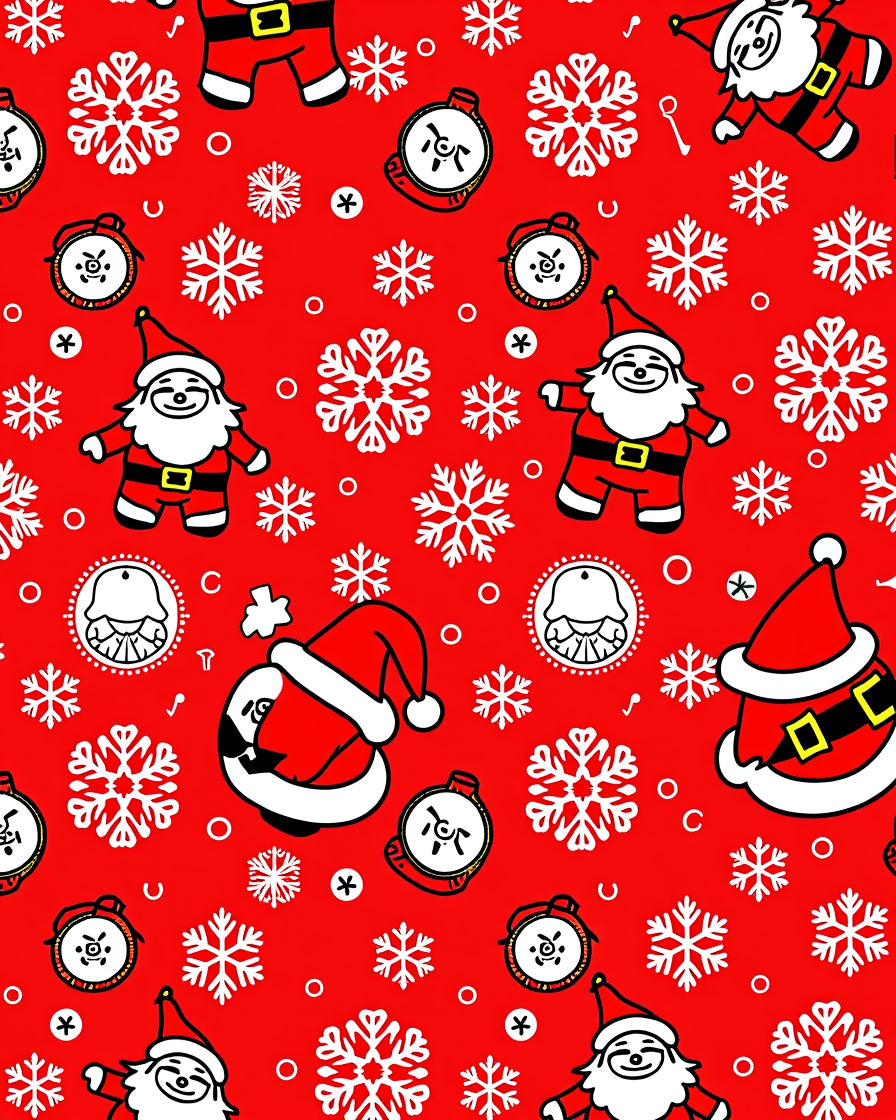 Red Santa Claus Snowflakes Alarm Clocks Rug