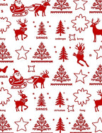 Red Festive Christmas Characters Stars Rug