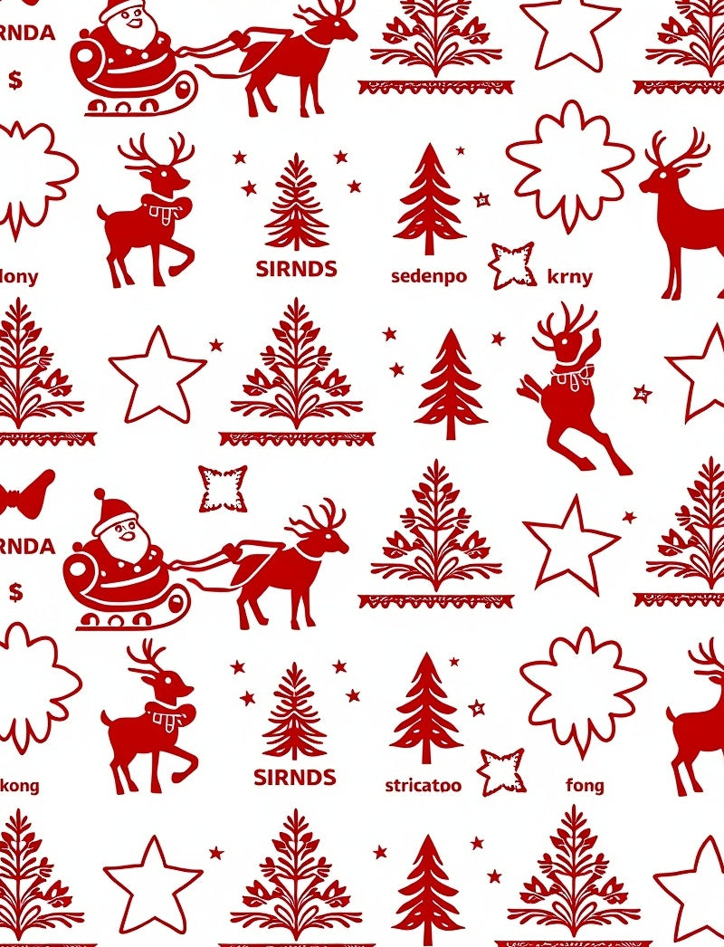Red Festive Christmas Characters Stars Rug