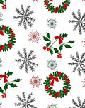 Festive Snowflake Wreath Holly Rug