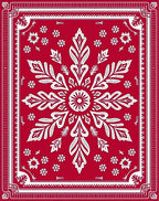 Bold Red Snowflake Medallion Rug