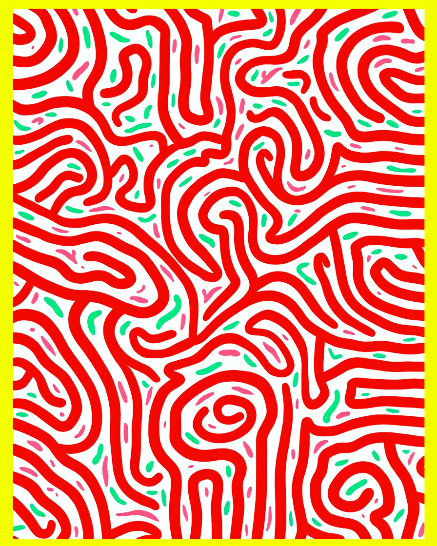 Abstract Red Winding Lines Rug