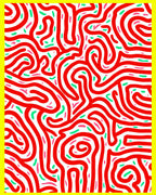 Abstract Red Winding Lines Rug