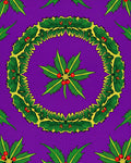 Vibrant Green Holly Wreath Purple Backdrop Rug