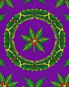 Vibrant Green Holly Wreath Purple Backdrop Rug