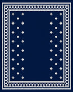 Navy White Star Border Medallion Rug