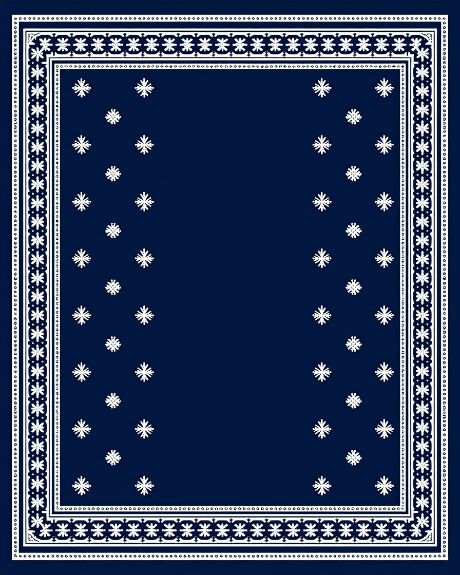Navy White Star Border Medallion Rug