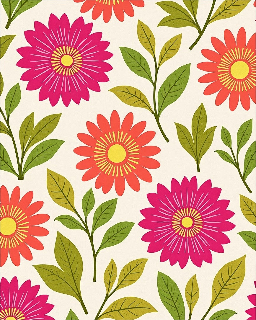 Bright Daisy Floral Botanical Art Rug