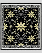 Black Gold Floral Border Medallion Rug