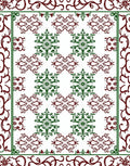 Lacy Burgundy Green Snowflake Garland Rug