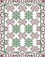 Lacy Burgundy Green Snowflake Garland Rug