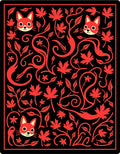 Playful Red Fox Maple Swirl Rug