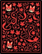 Playful Red Fox Maple Swirl Rug