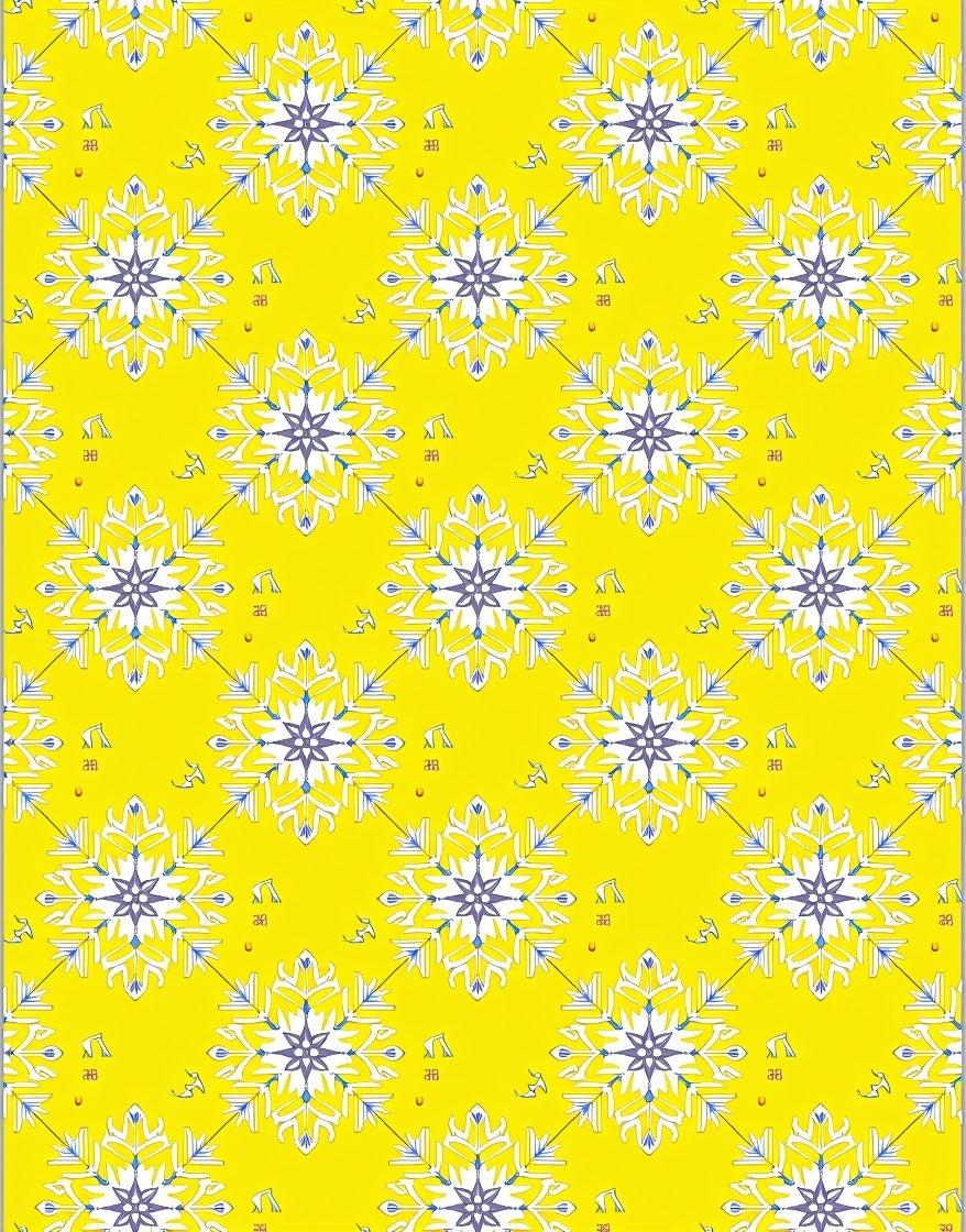 Golden Yellow Snowflake Tile Rug