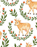 Golden Cows Orange Flower Wreath Rug