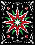 Bold Red Starburst Festive Ornament Rug