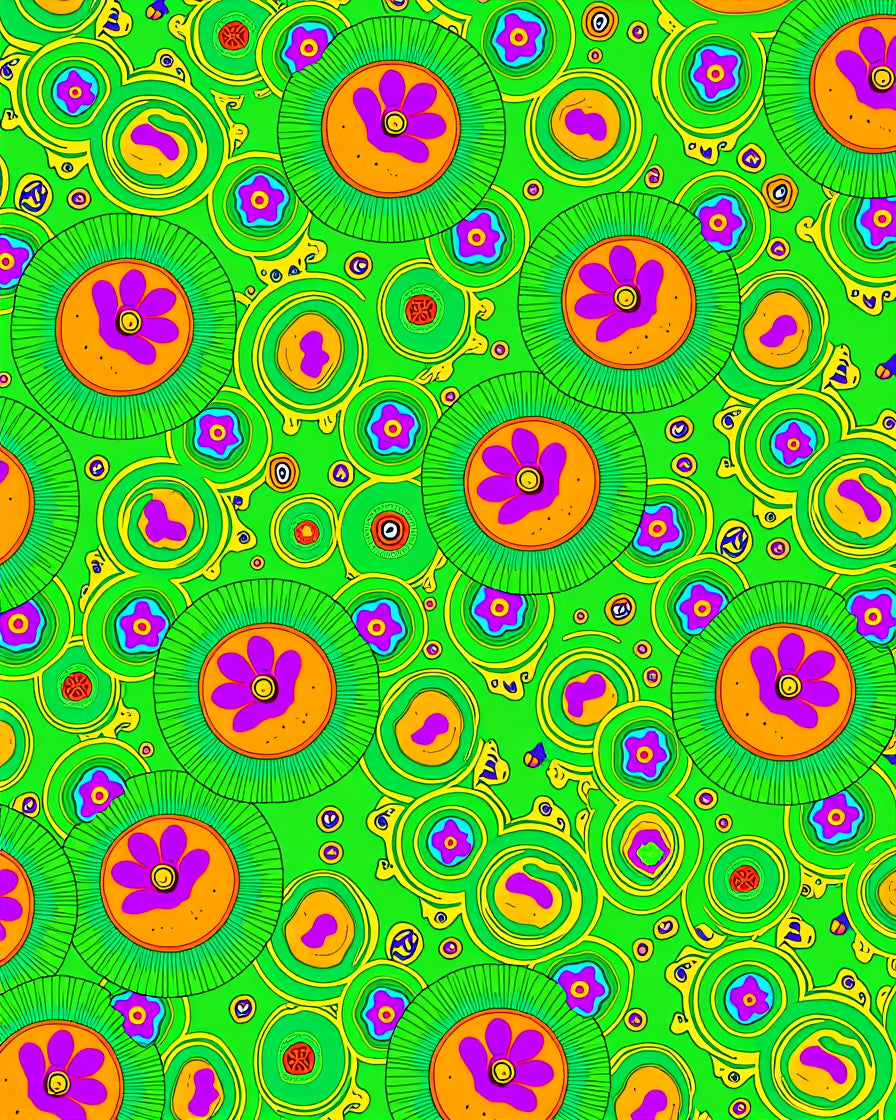 Vibrant green floral medallions Rug