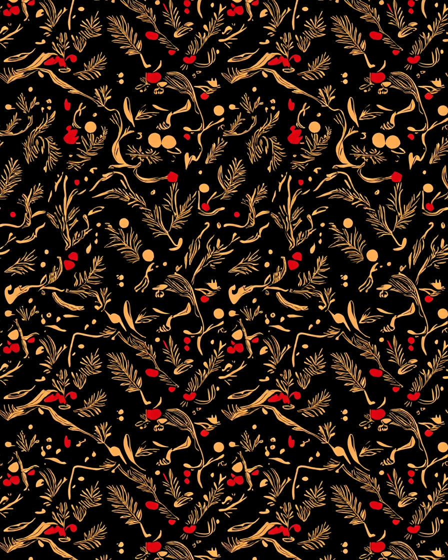 Warm Amber Red Floral Sprig Rug