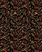 Warm Amber Red Floral Sprig Rug
