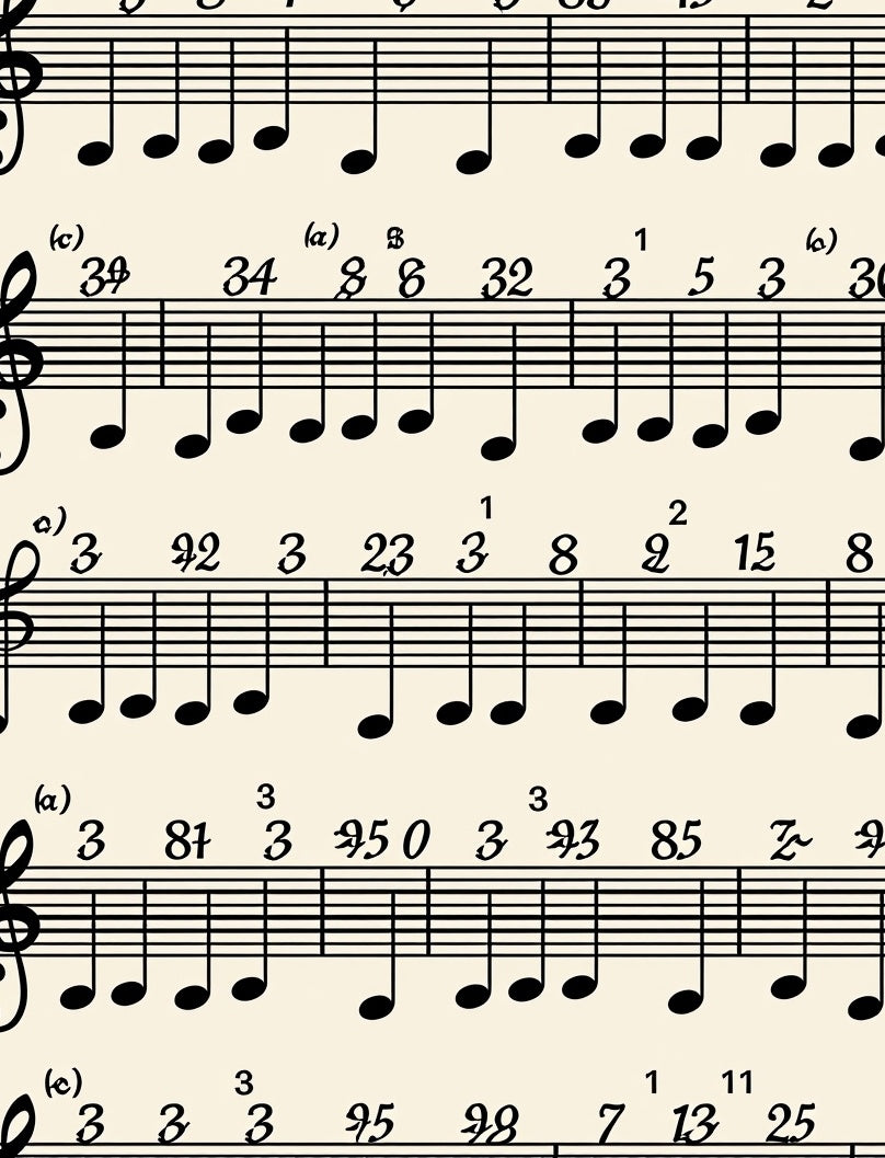 Musical Score Black Notes Beige Rug