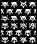 White Skulls Black Background Repeat Rug