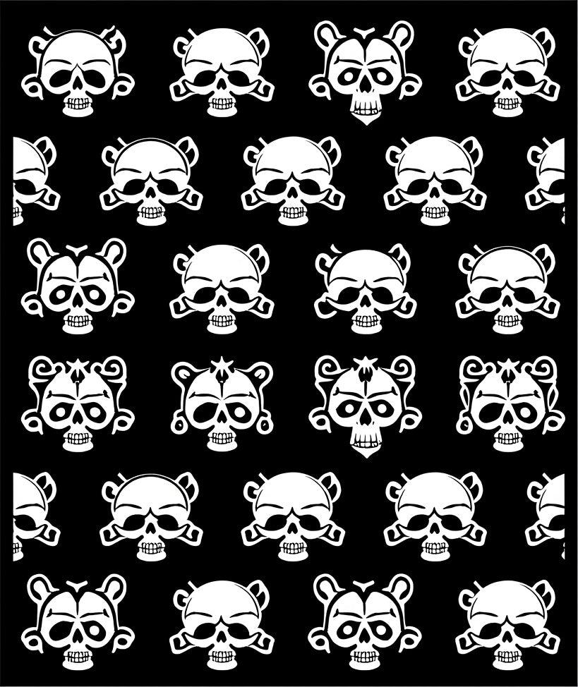 White Skulls Black Background Repeat Rug