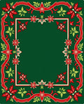 Festive Red Green Poinsettia Garland Rug