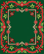 Festive Red Green Poinsettia Garland Rug