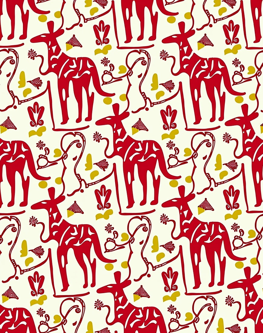 Red Animal And Abstract Forms Rug