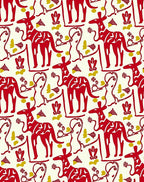 Red Animal And Abstract Forms Rug